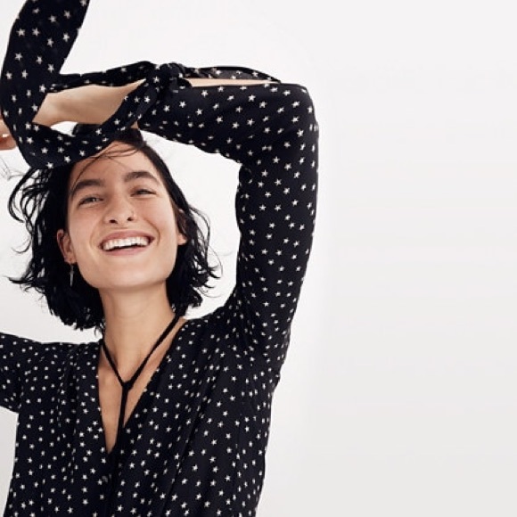 Madewell Tops - Madewell silk star scatter tie-sleeve blouse top